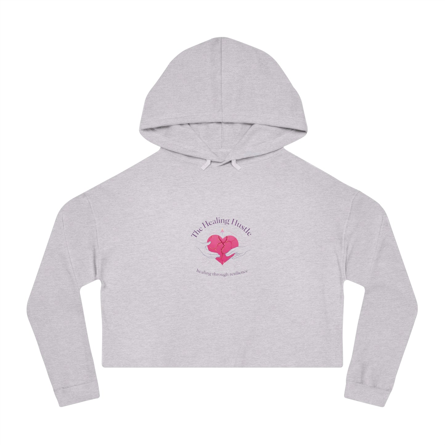 Cropped Hoodie — 'The Healing Heart' Pink Heart Logo Women's Cropped Hooded Sweatshirt