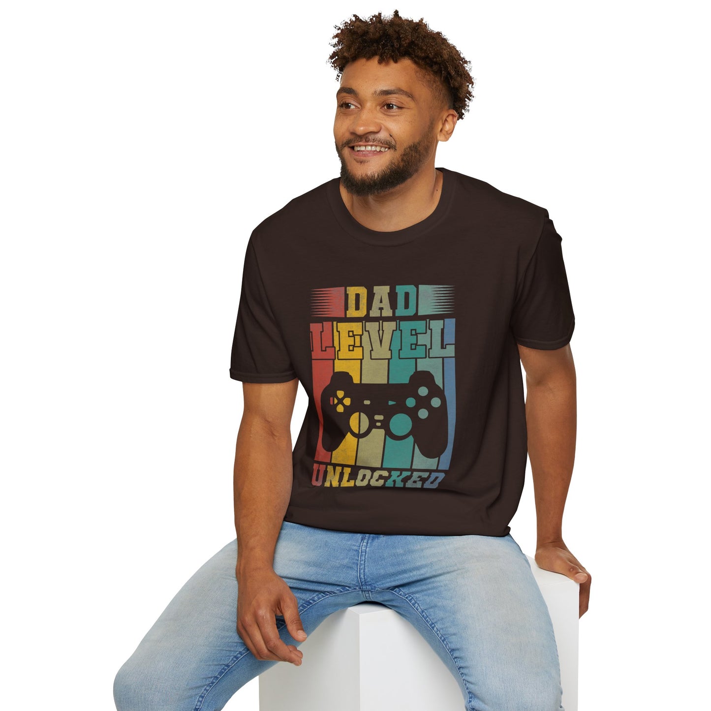 Dad Level Unlocked T-Shirt — Retro Gamer Controller Father’s Day Tee