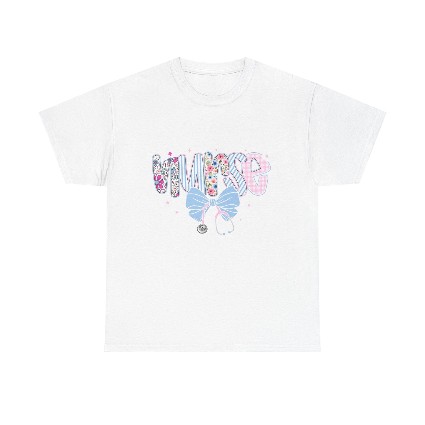 Women's Nurse Life Tee — Cute Floral 'NURSE' Bow Scrubs Graphic T-Shirt