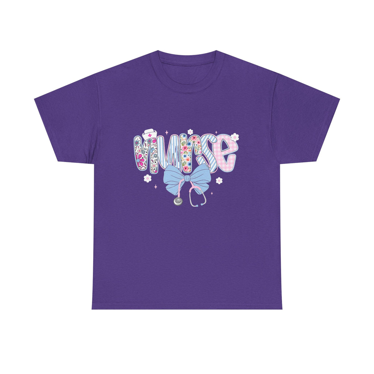 Women's Nurse Life Tee — Cute Floral 'NURSE' Bow Scrubs Graphic T-Shirt