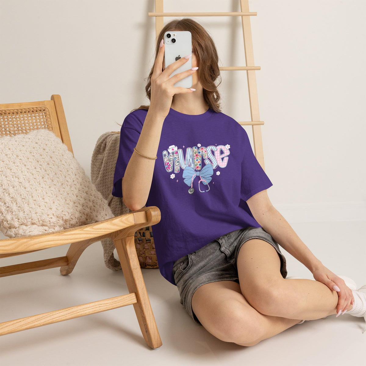 Women's Nurse Life Tee — Cute Floral 'NURSE' Bow Scrubs Graphic T-Shirt