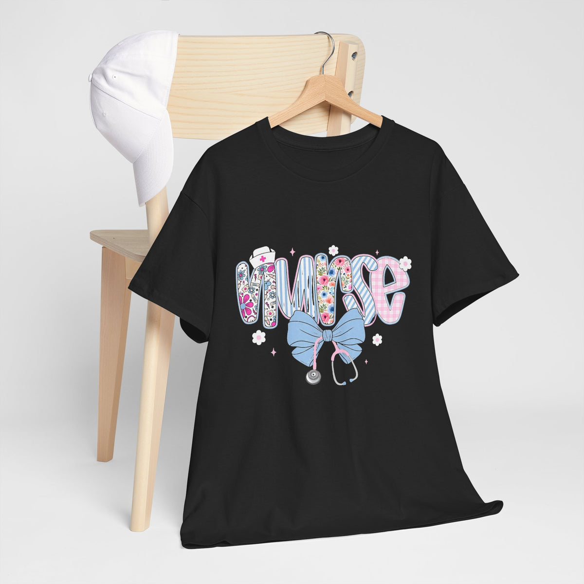 Women's Nurse Life Tee — Cute Floral 'NURSE' Bow Scrubs Graphic T-Shirt