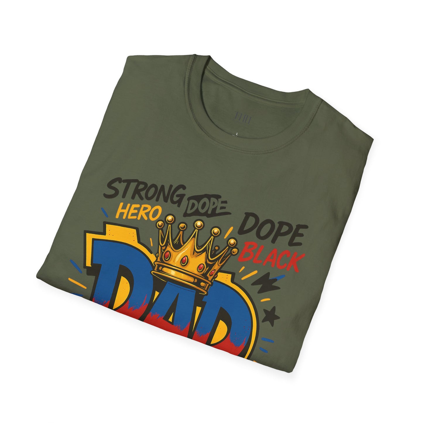 Dad Crown Graphic T-Shirt — "DAD" Comic Style: Strong, Provider, Leader & Man of God