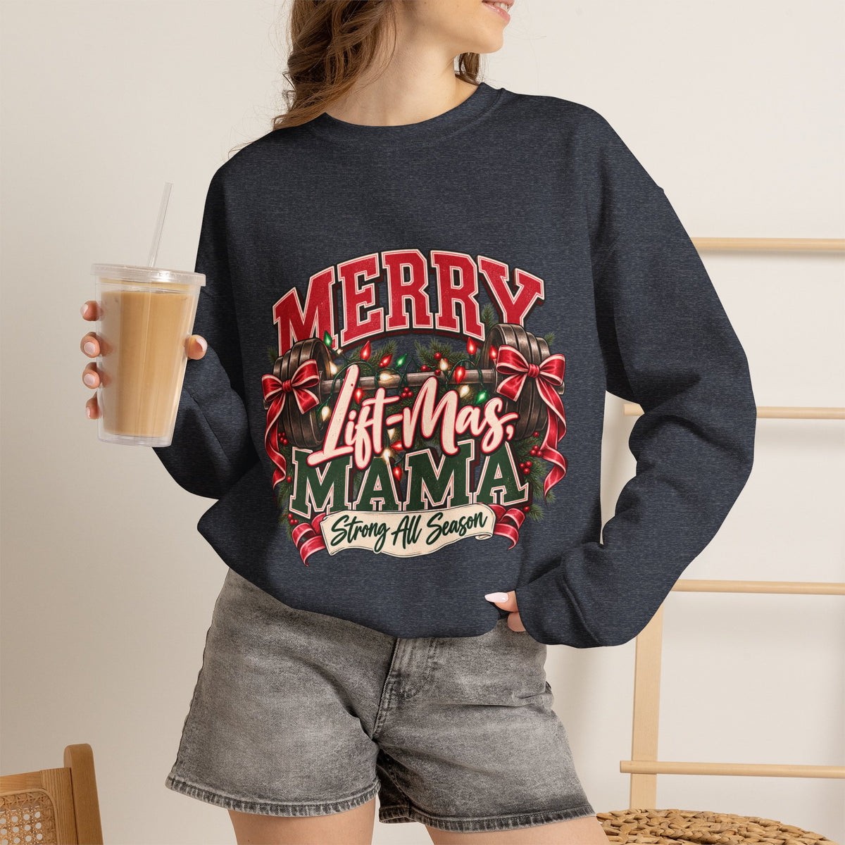 Crewneck Sweatshirt — "Merry Lit-Mas Mama" Christmas Graphic