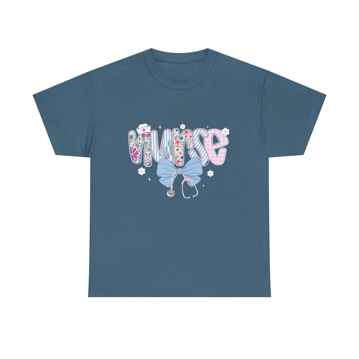 Women's Nurse Life Tee — Cute Floral 'NURSE' Bow Scrubs Graphic T-Shirt