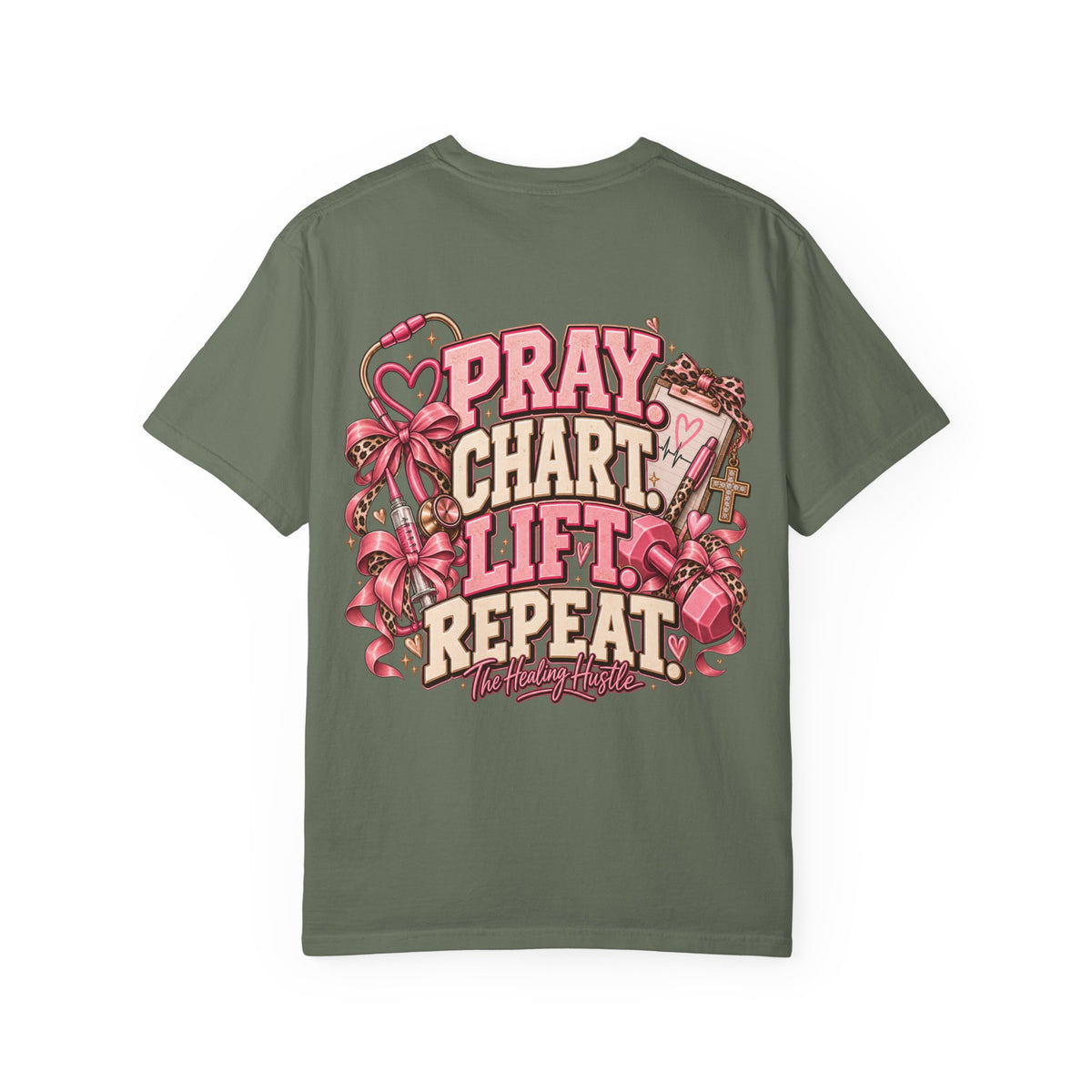 Pray Chart Lift Repeat Inspirational Graphic T-Shirt