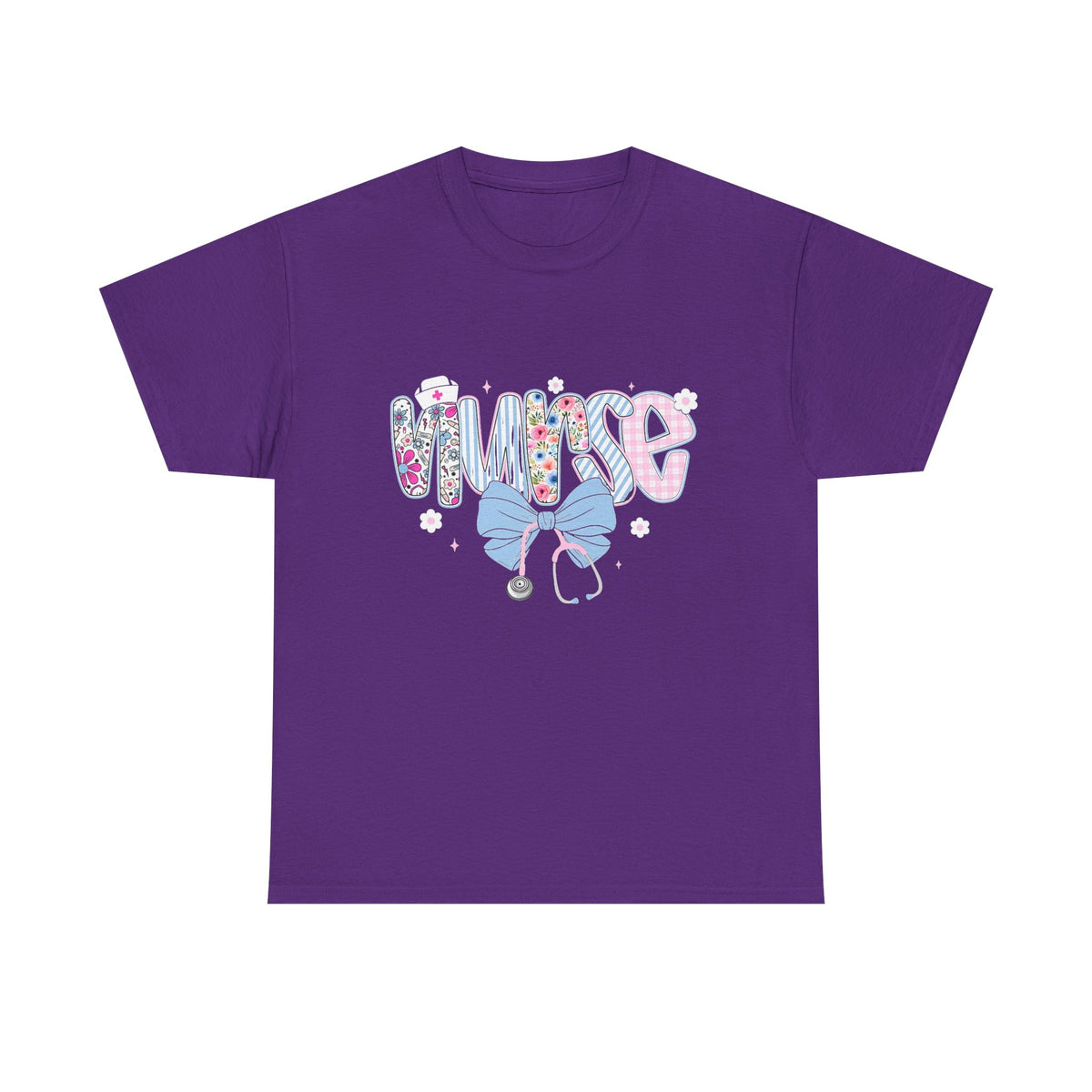 Women's Nurse Life Tee — Cute Floral 'NURSE' Bow Scrubs Graphic T-Shirt