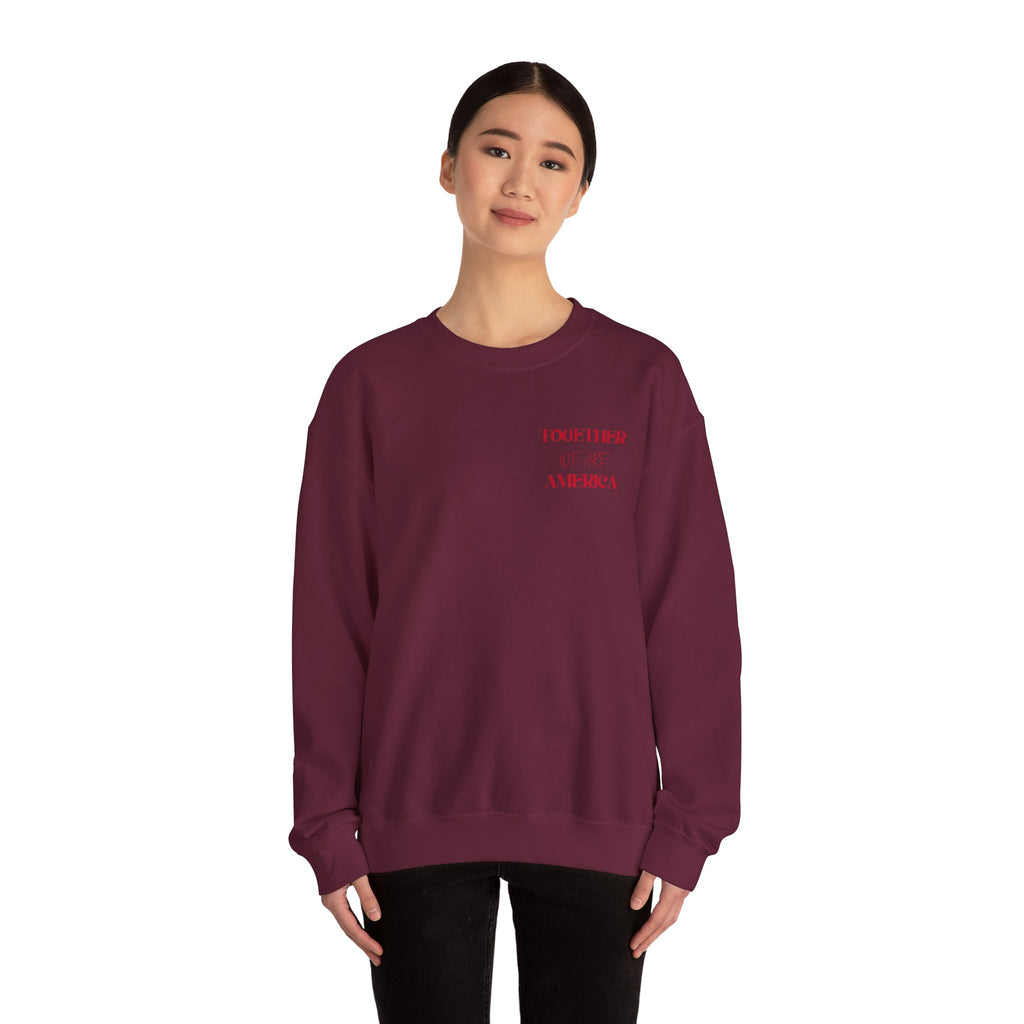 Crewneck Sweatshirt — 'Together We Rise' Love & International Flags Peace Design