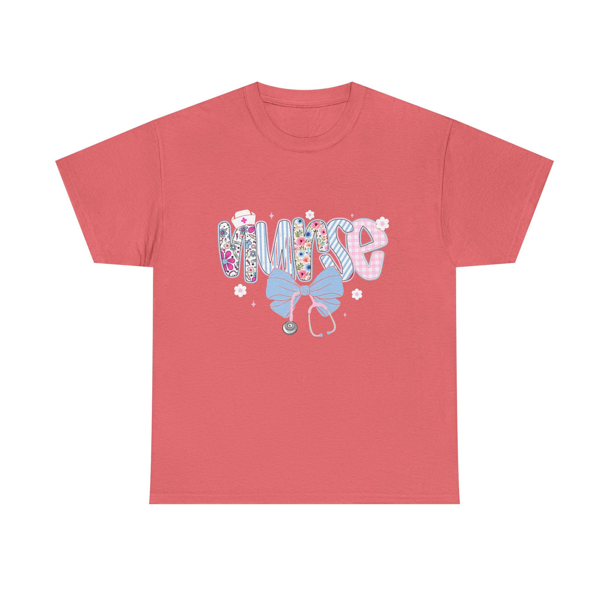Women's Nurse Life Tee — Cute Floral 'NURSE' Bow Scrubs Graphic T-Shirt