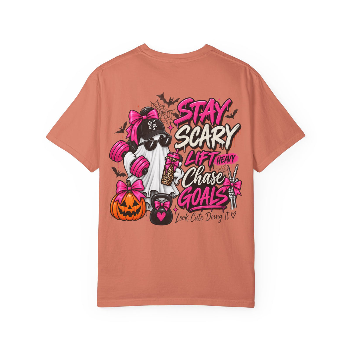 Stay Scary Gym T-Shirt — 'Stay Scary, Lift Heavy & Chase Goals' Halloween Fitness Tee