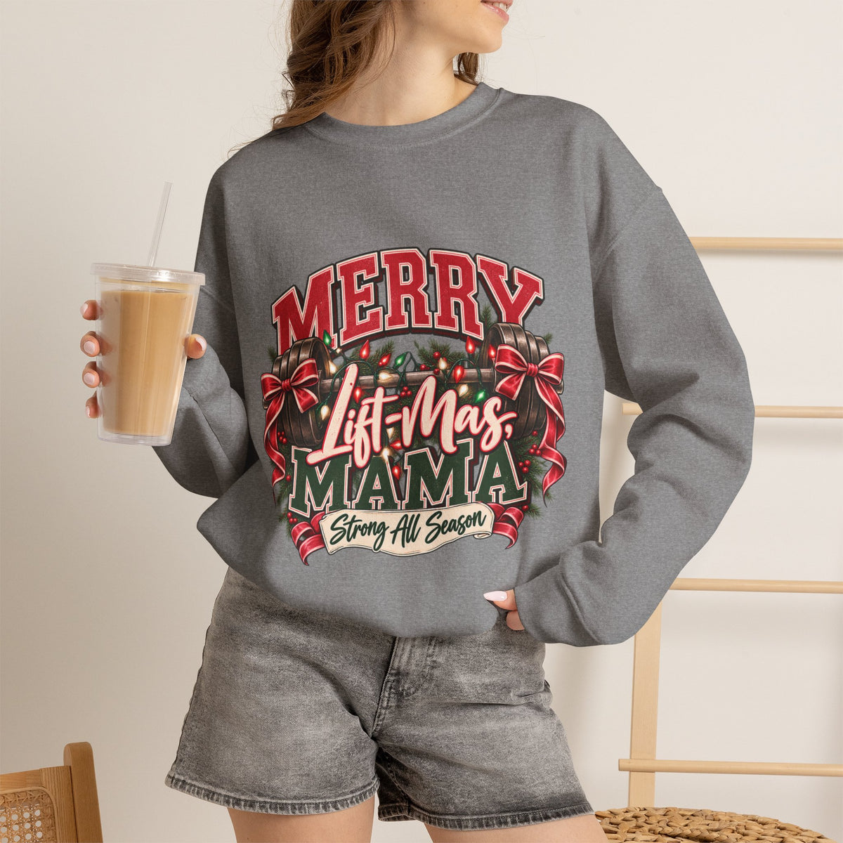 Crewneck Sweatshirt — "Merry Lit-Mas Mama" Christmas Graphic