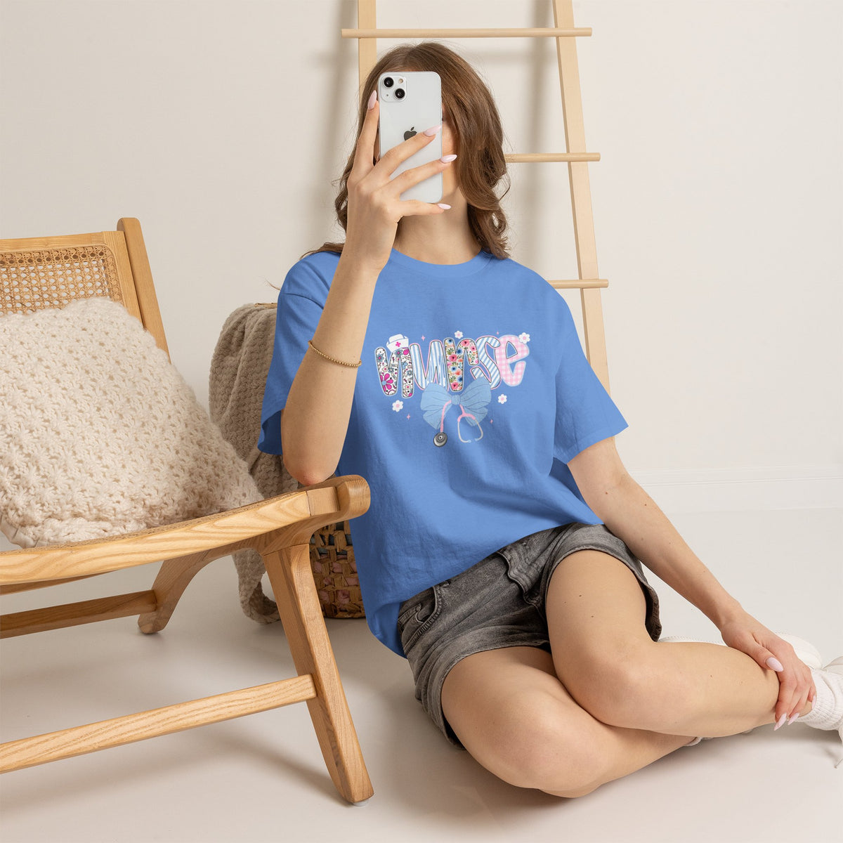 Women's Nurse Life Tee — Cute Floral 'NURSE' Bow Scrubs Graphic T-Shirt