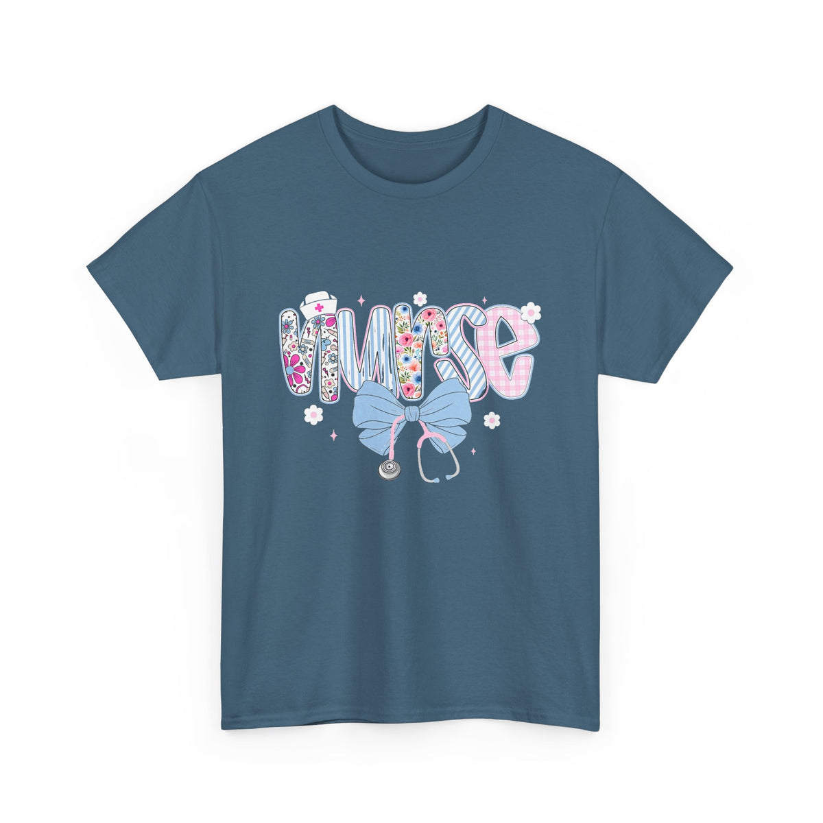 Women's Nurse Life Tee — Cute Floral 'NURSE' Bow Scrubs Graphic T-Shirt