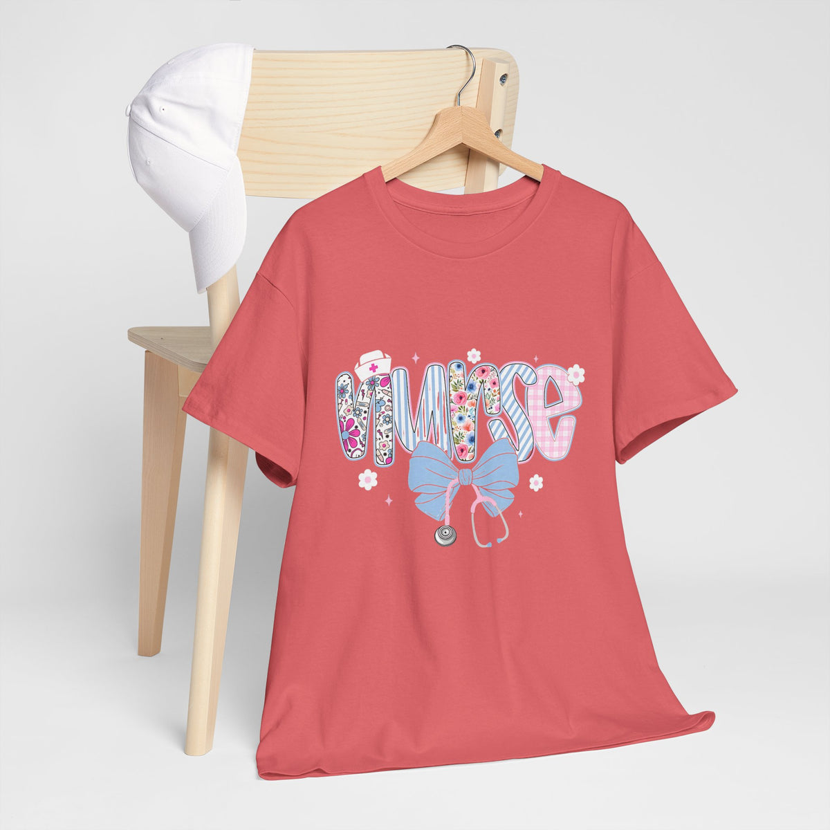 Women's Nurse Life Tee — Cute Floral 'NURSE' Bow Scrubs Graphic T-Shirt