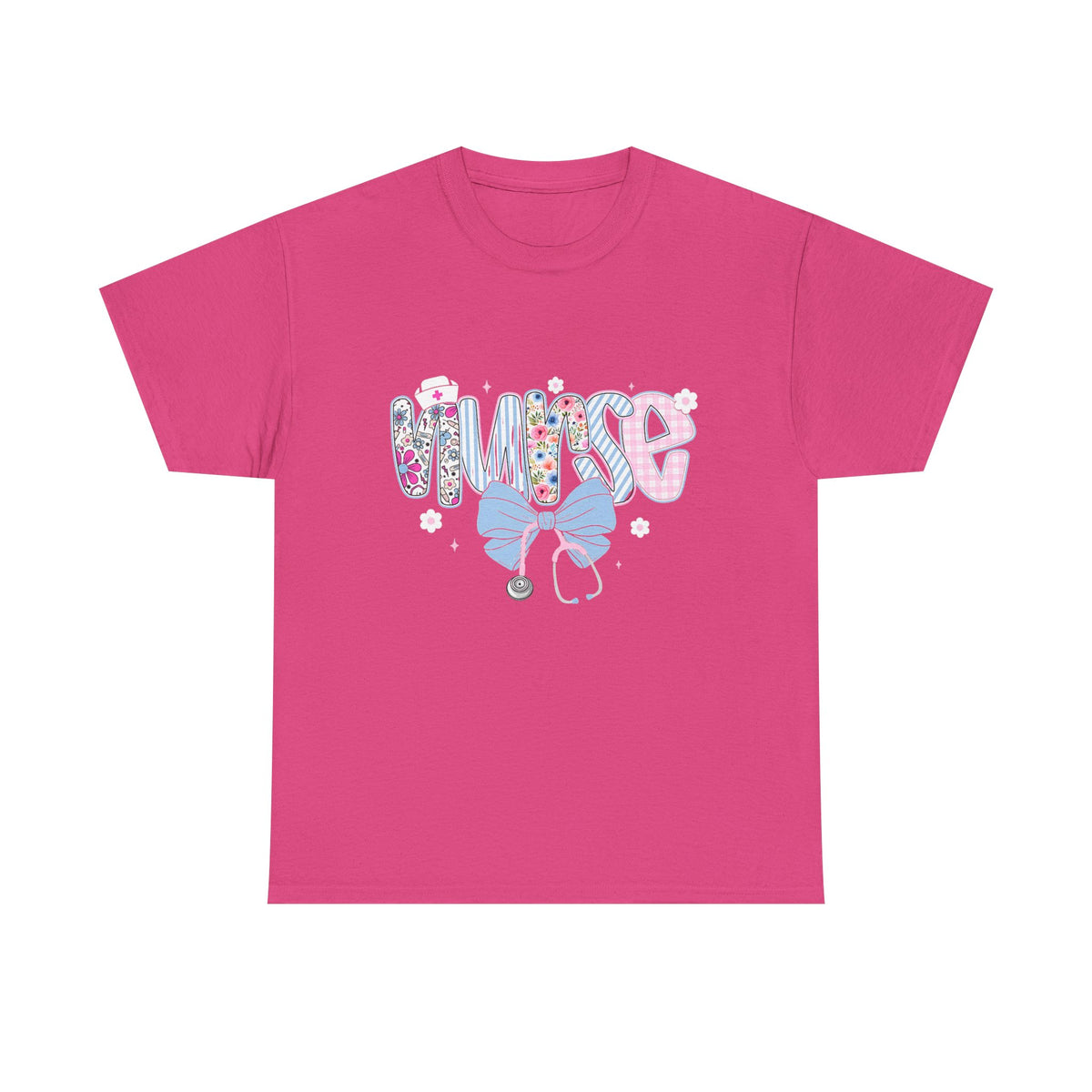 Women's Nurse Life Tee — Cute Floral 'NURSE' Bow Scrubs Graphic T-Shirt