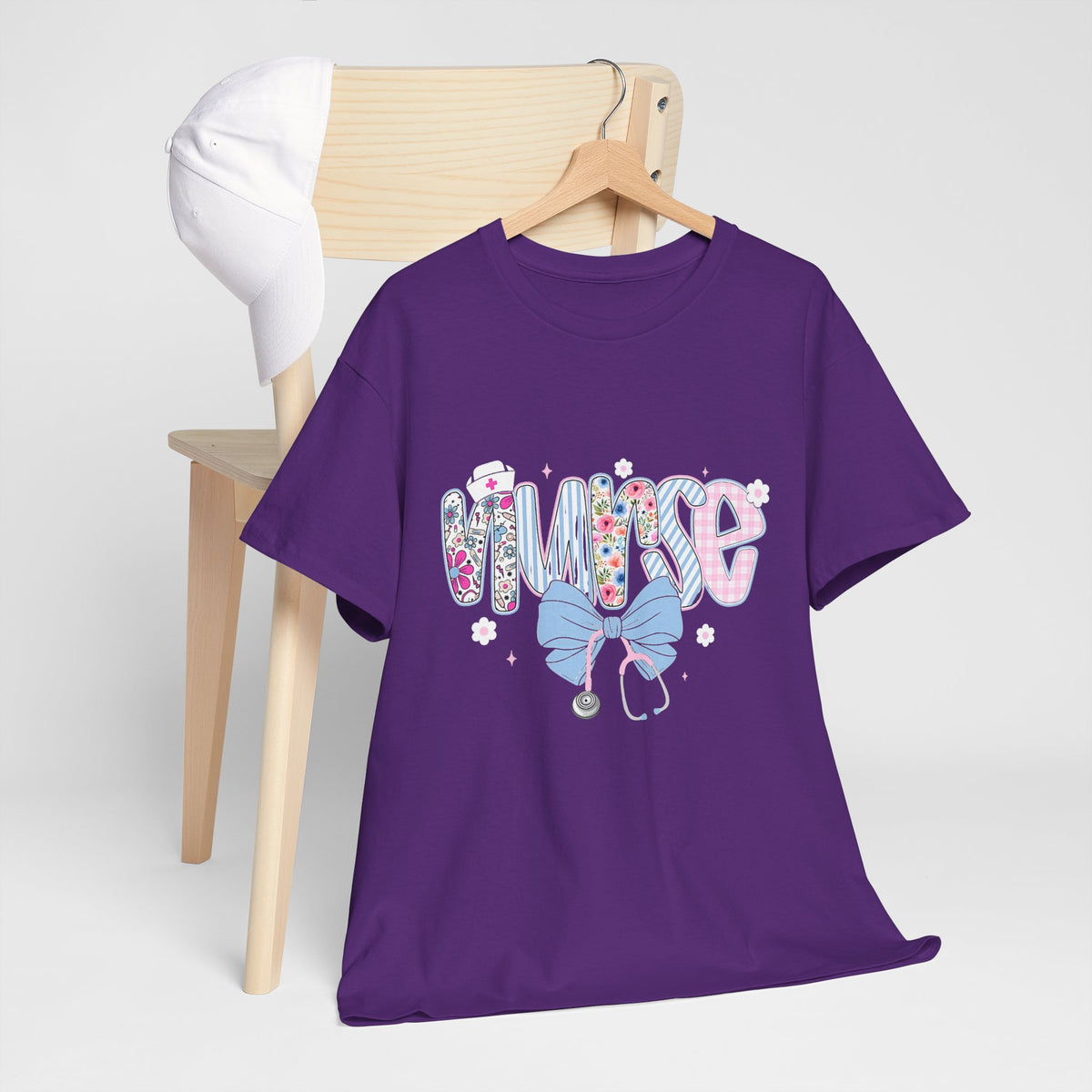Women's Nurse Life Tee — Cute Floral 'NURSE' Bow Scrubs Graphic T-Shirt
