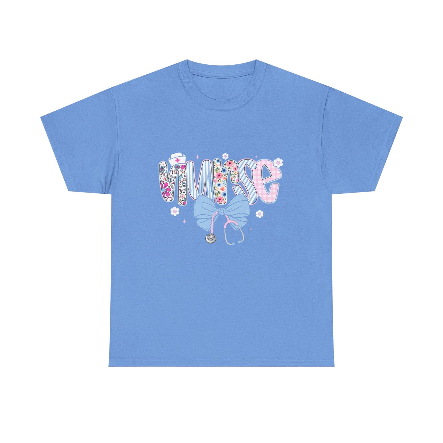 Women's Nurse Life Tee — Cute Floral 'NURSE' Bow Scrubs Graphic T-Shirt