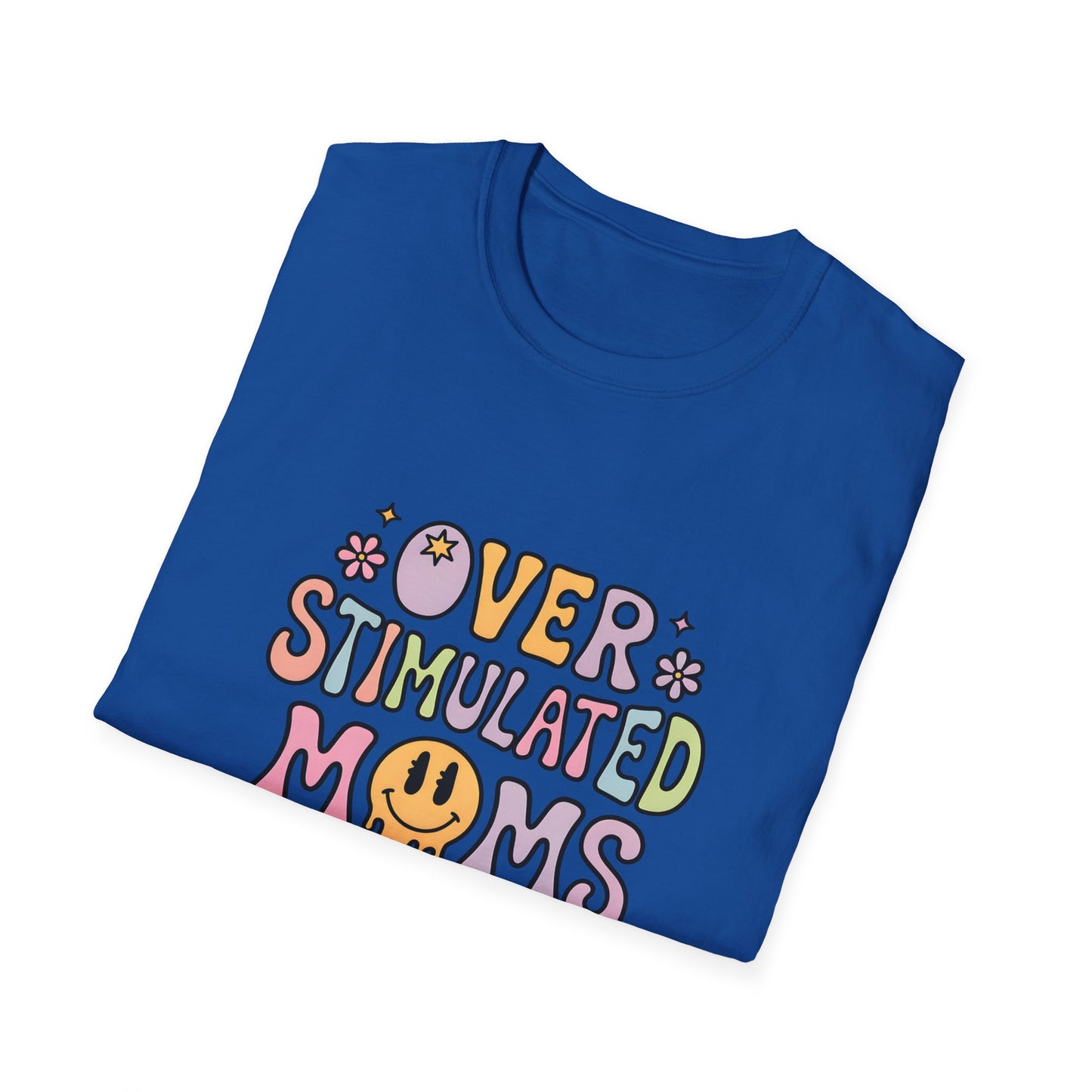 Overstimulated Moms Club T-Shirt — Cute Retro Smiley Graphic for Tired Moms