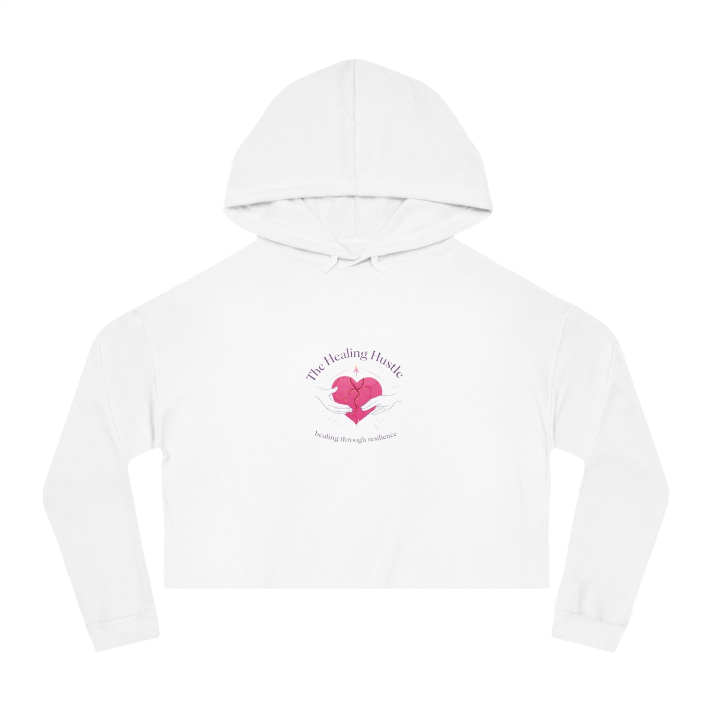 Cropped Hoodie — 'The Healing Heart' Pink Heart Logo Women's Cropped Hooded Sweatshirt
