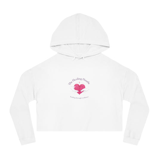 Cropped Hoodie — 'The Healing Heart' Pink Heart Logo Women's Cropped Hooded Sweatshirt