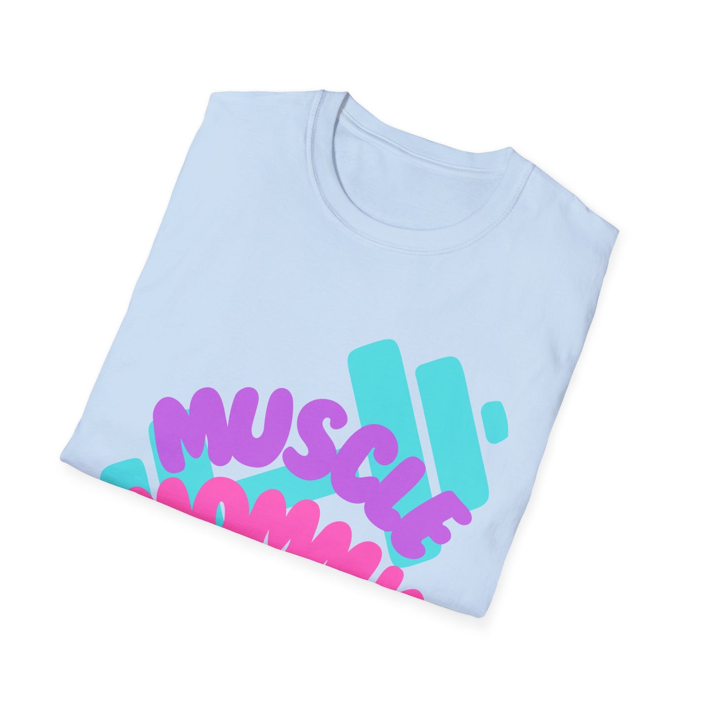 Muscle Mommy T-Shirt — Cute Fitness Mom Tee (Pastel Pink & Teal)