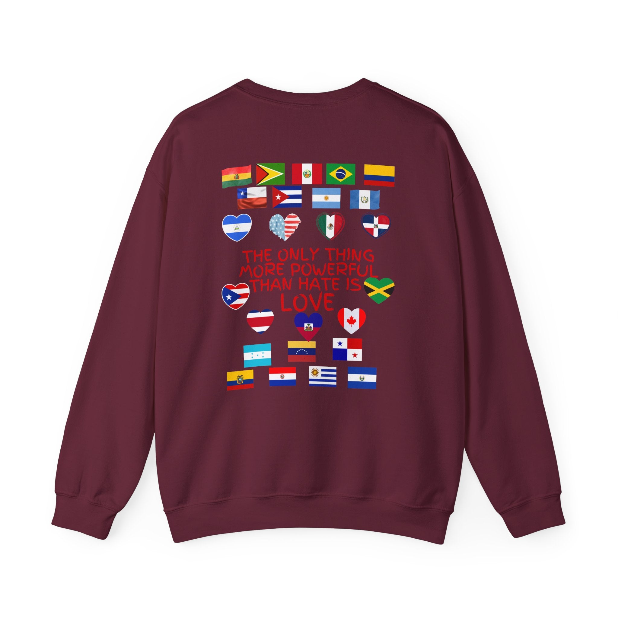 Crewneck Sweatshirt — 'Together We Rise' Love & International Flags Peace Design