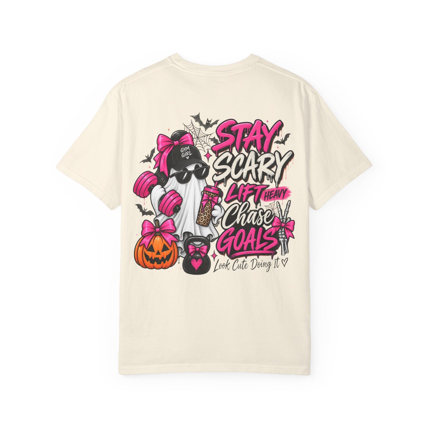 Stay Scary Gym T-Shirt — 'Stay Scary, Lift Heavy & Chase Goals' Halloween Fitness Tee