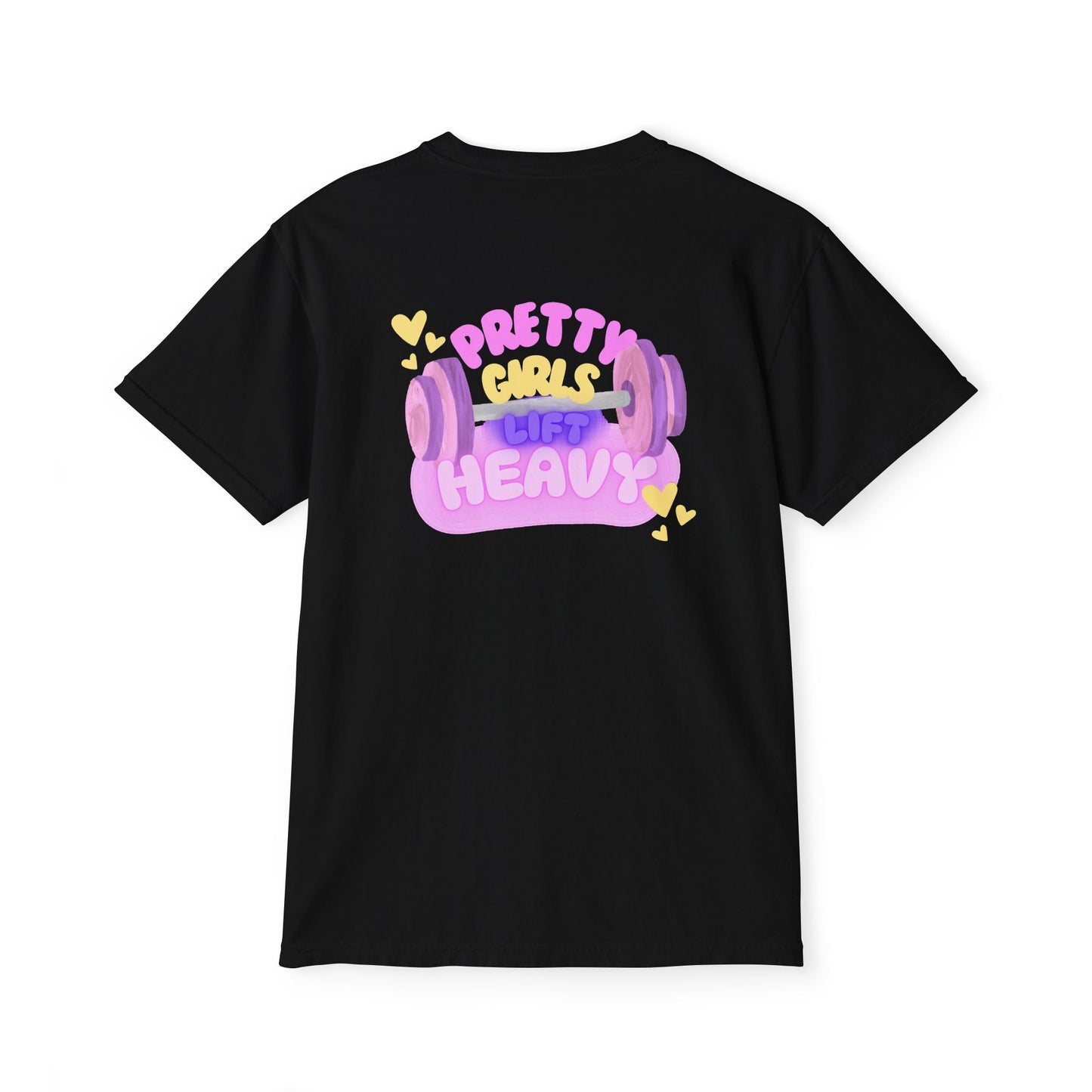 Pocket T-Shirt — "Pretty Girls Lift Heavy" Cute Pastel Weightlifting Tee