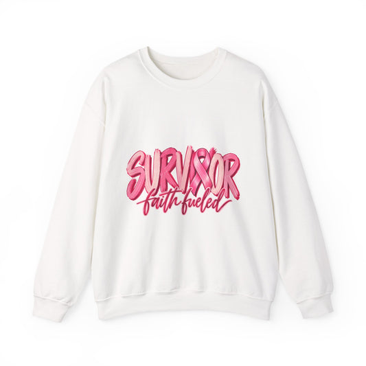 Survivor Faith Fueled Crewneck Sweatshirt — Pink Ribbon Breast Cancer Support
