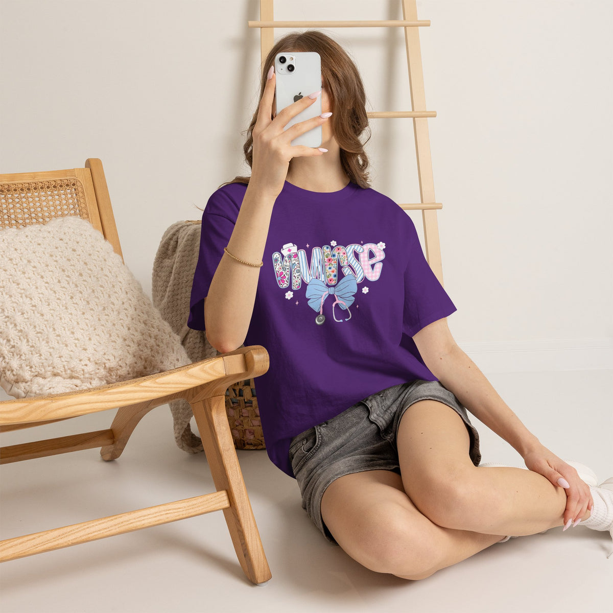 Women's Nurse Life Tee — Cute Floral 'NURSE' Bow Scrubs Graphic T-Shirt