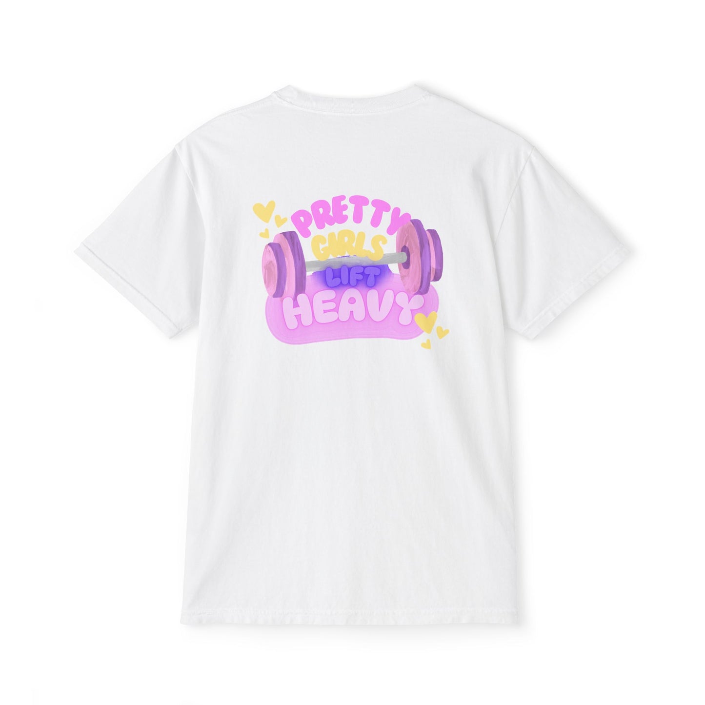 Pocket T-Shirt — "Pretty Girls Lift Heavy" Cute Pastel Weightlifting Tee