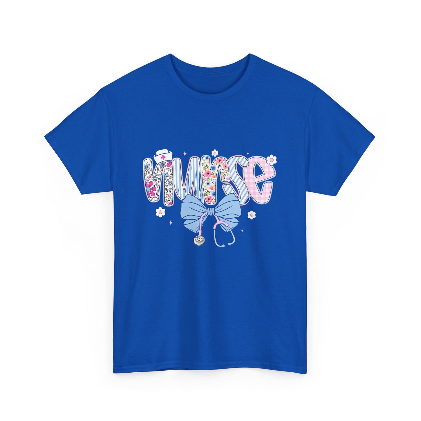 Women's Nurse Life Tee — Cute Floral 'NURSE' Bow Scrubs Graphic T-Shirt