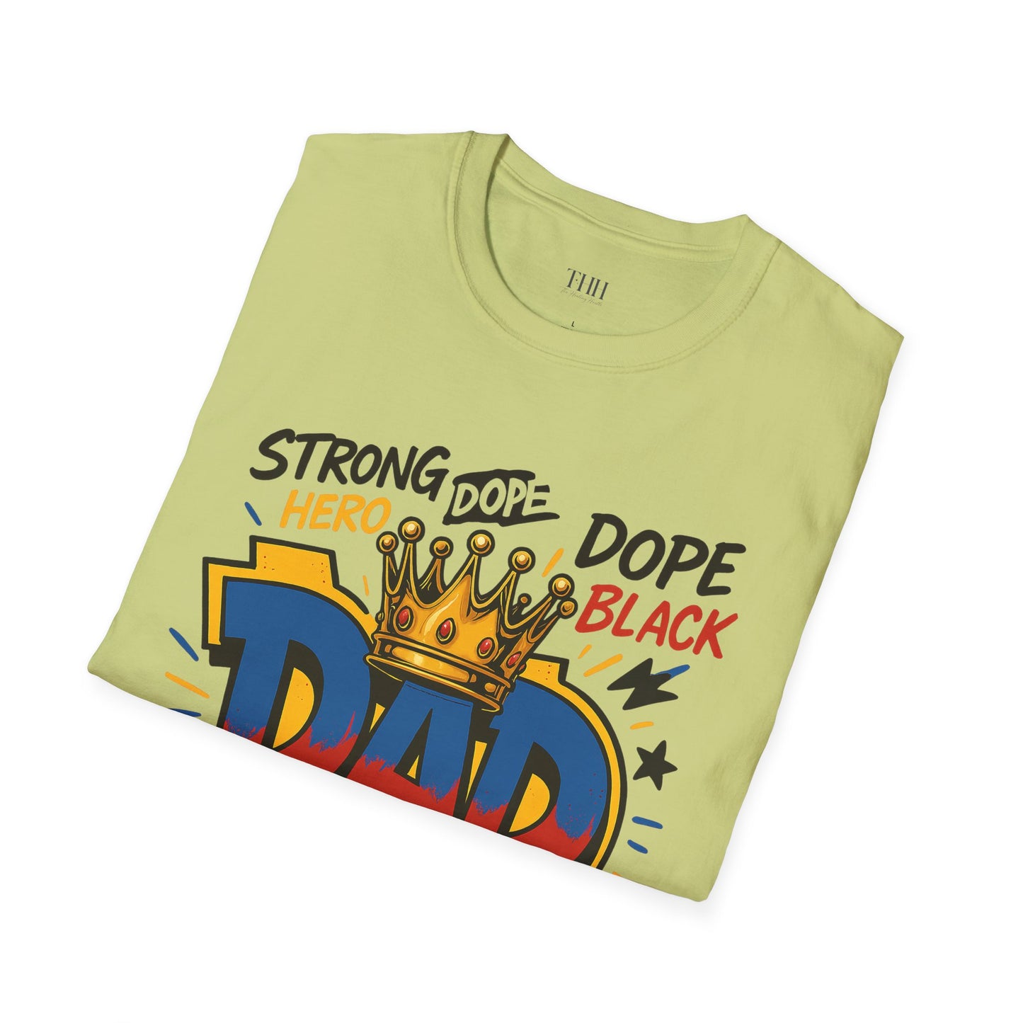 Dad Crown Graphic T-Shirt — "DAD" Comic Style: Strong, Provider, Leader & Man of God