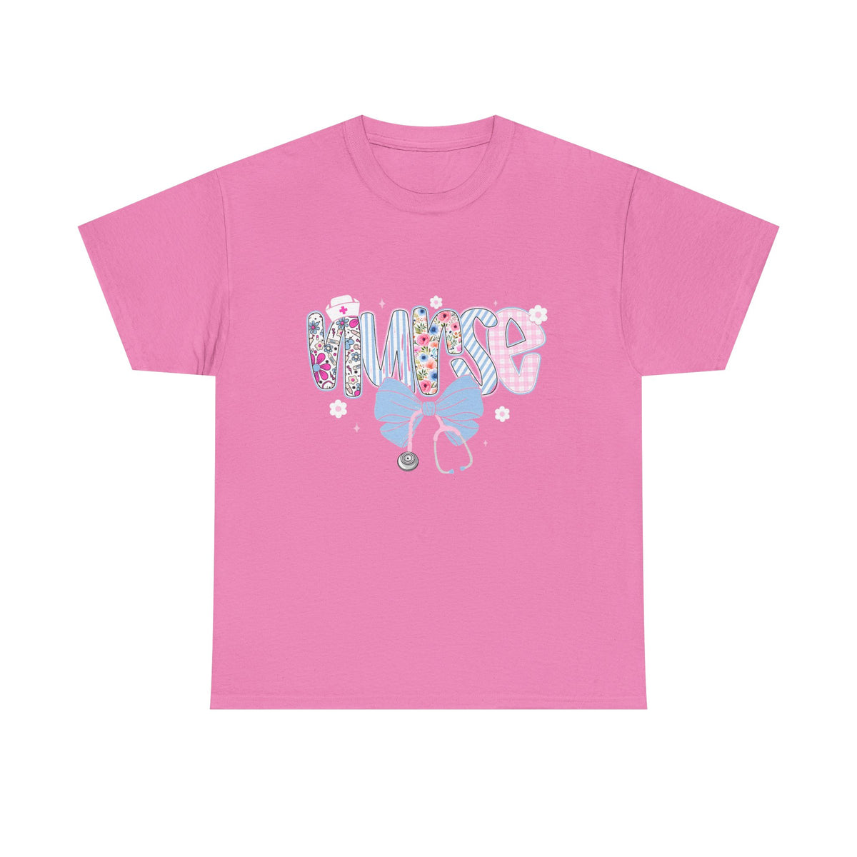 Women's Nurse Life Tee — Cute Floral 'NURSE' Bow Scrubs Graphic T-Shirt