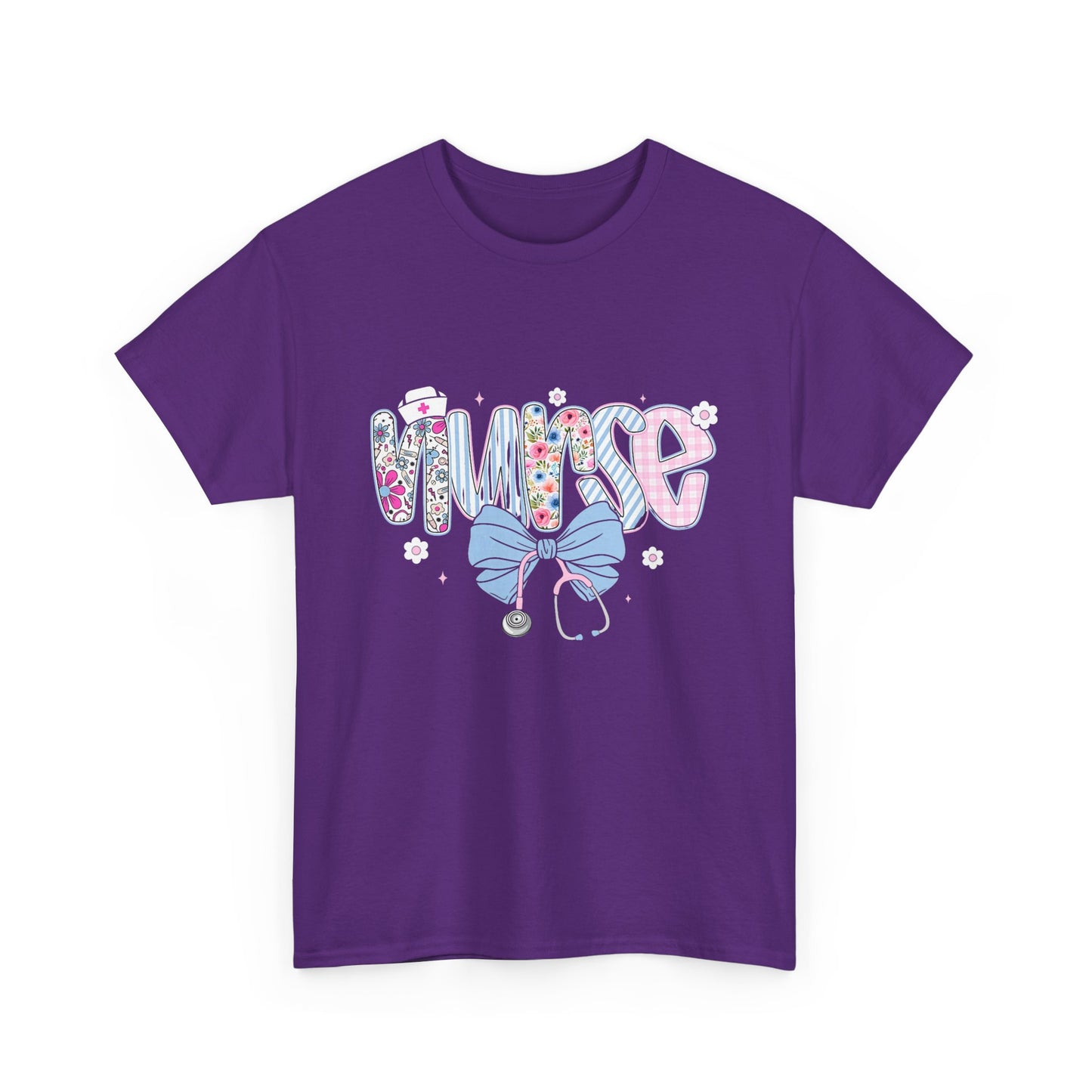 Women's Nurse Life Tee — Cute Floral 'NURSE' Bow Scrubs Graphic T-Shirt