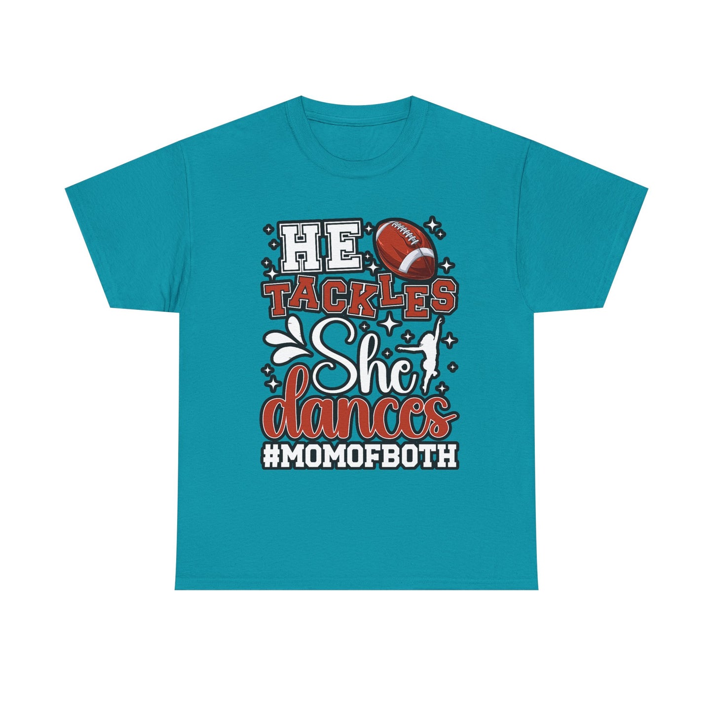 Mom of Both Football & Dance T-Shirt – "He Tackles, She Dances" #MOMOFBOTH