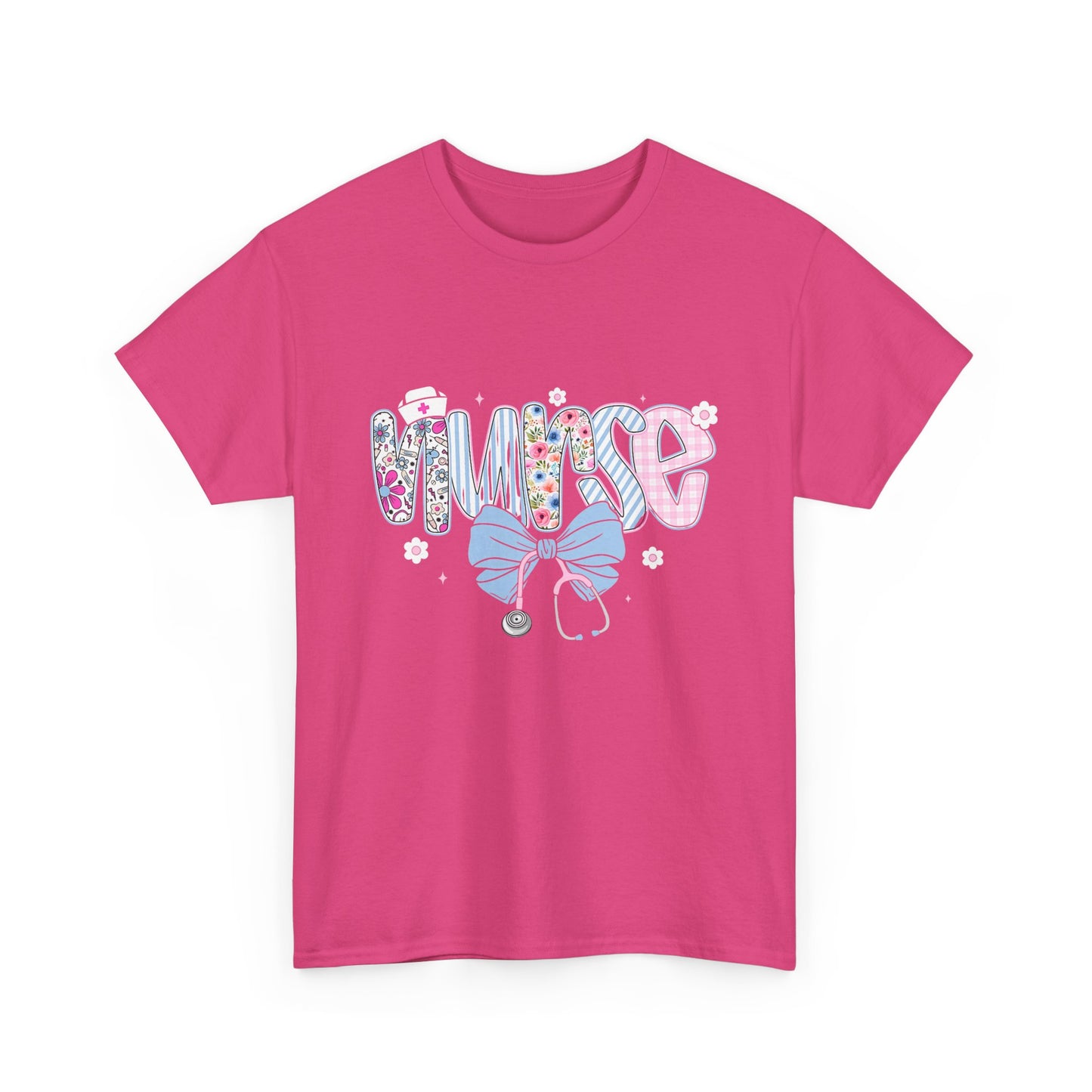 Women's Nurse Life Tee — Cute Floral 'NURSE' Bow Scrubs Graphic T-Shirt