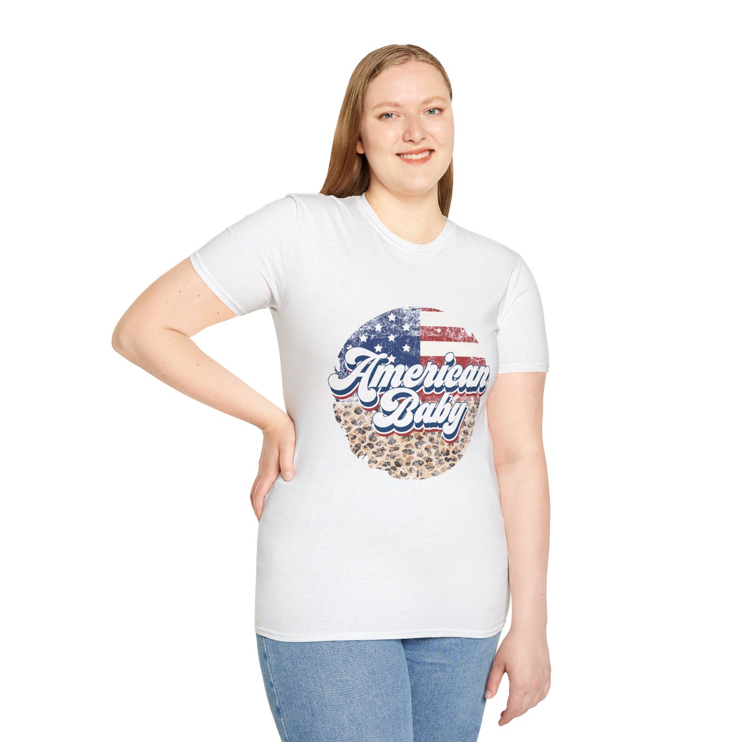 American Baby T-Shirt — Patriotic Leopard Circle Graphic Tee