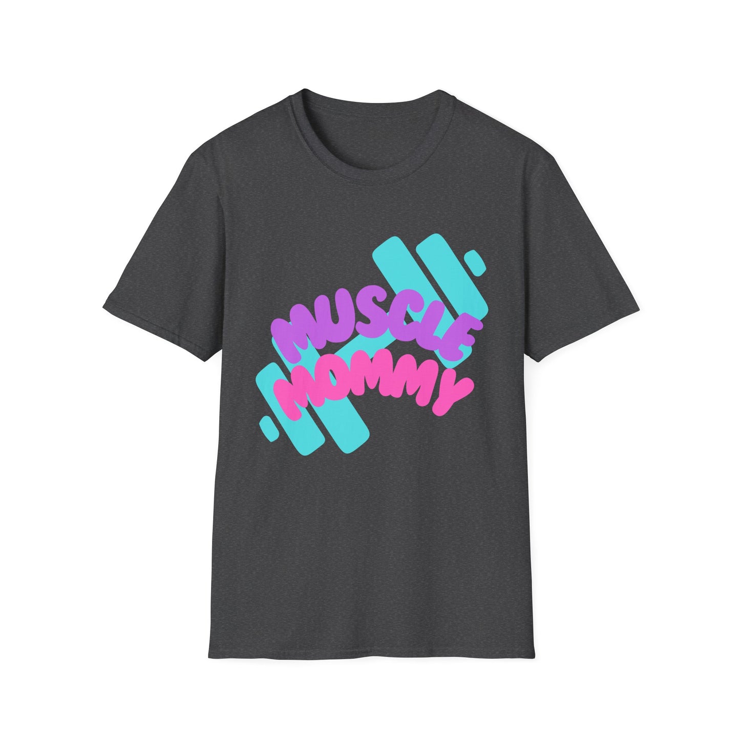 Muscle Mommy T-Shirt — Cute Fitness Mom Tee (Pastel Pink & Teal)