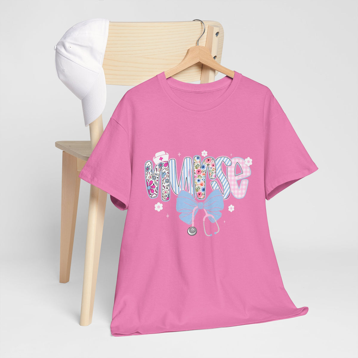 Women's Nurse Life Tee — Cute Floral 'NURSE' Bow Scrubs Graphic T-Shirt