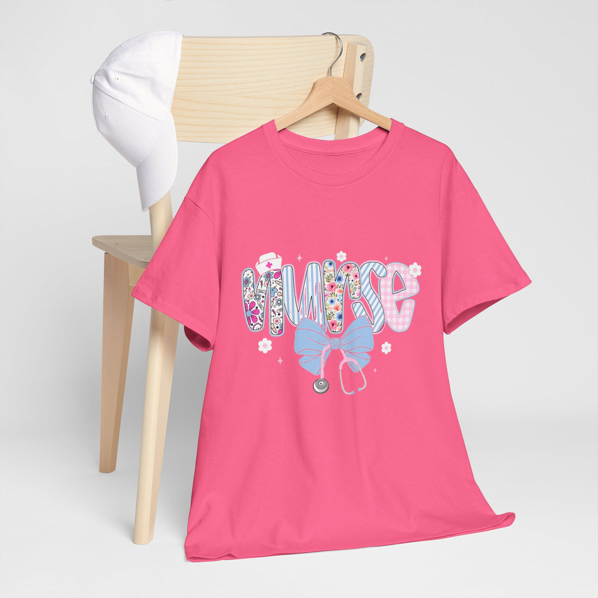 Women's Nurse Life Tee — Cute Floral 'NURSE' Bow Scrubs Graphic T-Shirt