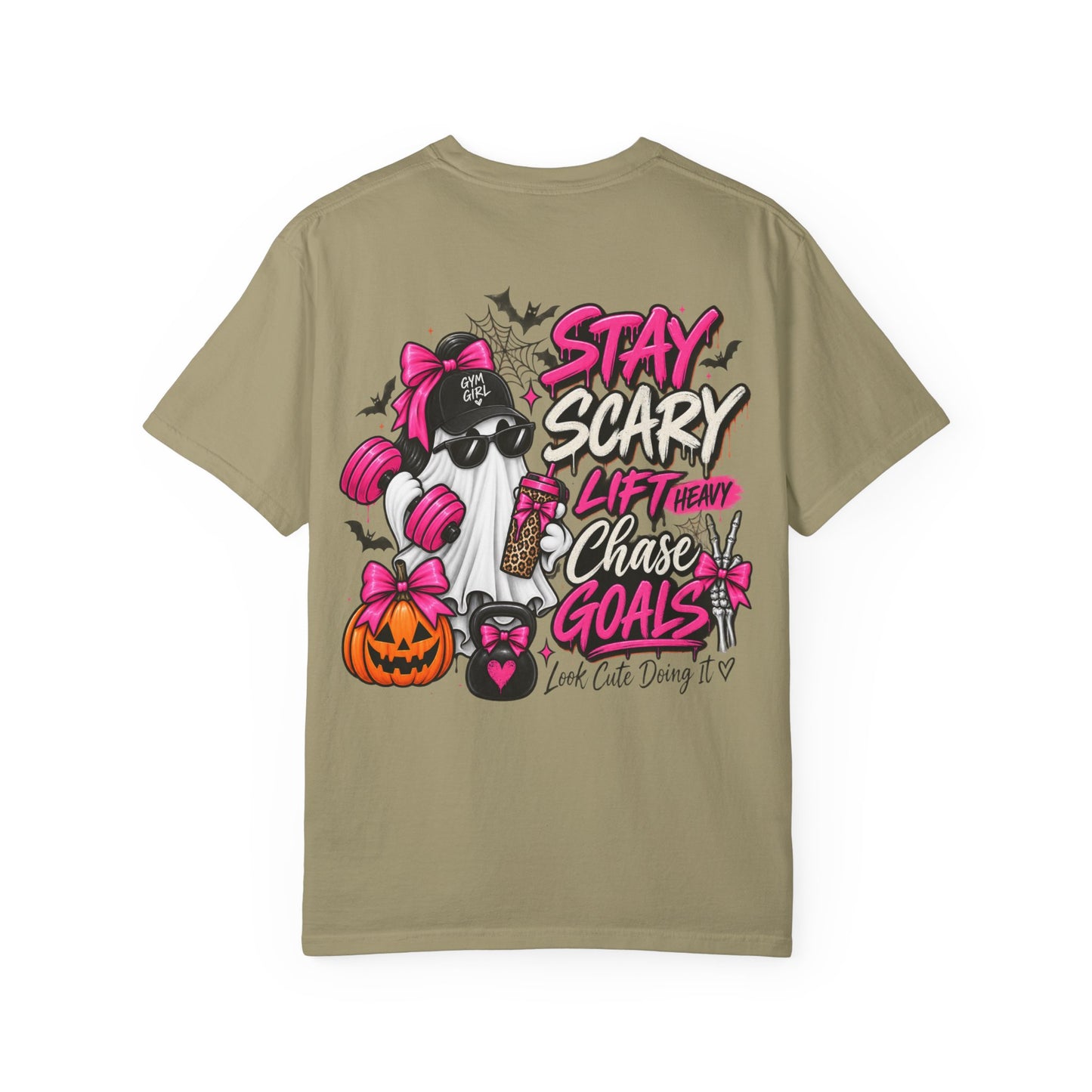 Stay Scary Gym T-Shirt — 'Stay Scary, Lift Heavy & Chase Goals' Halloween Fitness Tee