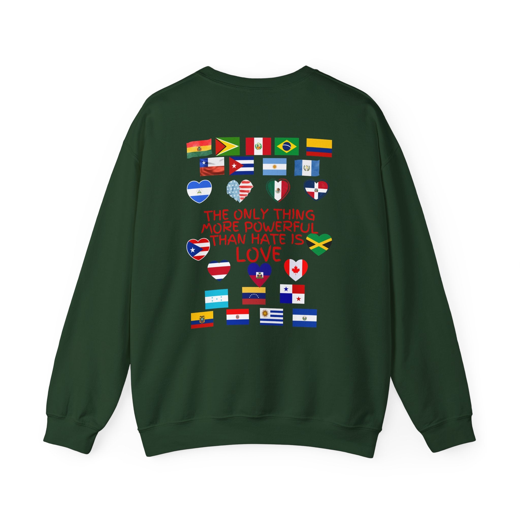 Crewneck Sweatshirt — 'Together We Rise' Love & International Flags Peace Design