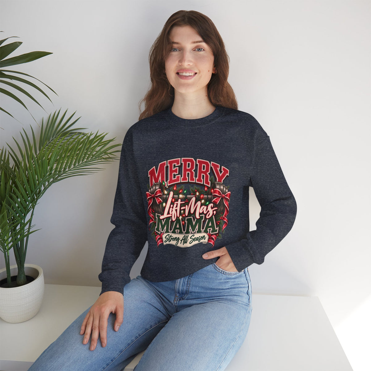 Crewneck Sweatshirt — "Merry Lit-Mas Mama" Christmas Graphic