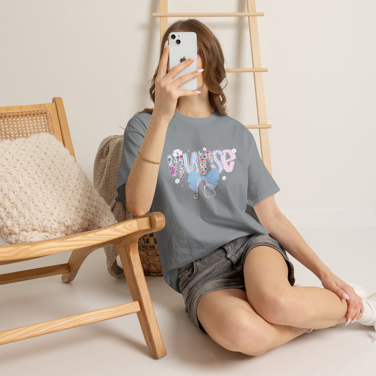 Women's Nurse Life Tee — Cute Floral 'NURSE' Bow Scrubs Graphic T-Shirt
