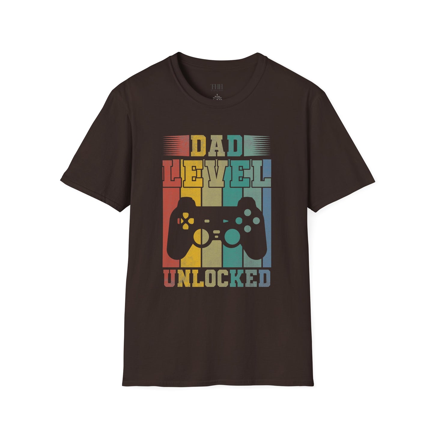 Dad Level Unlocked T-Shirt — Retro Gamer Controller Father’s Day Tee