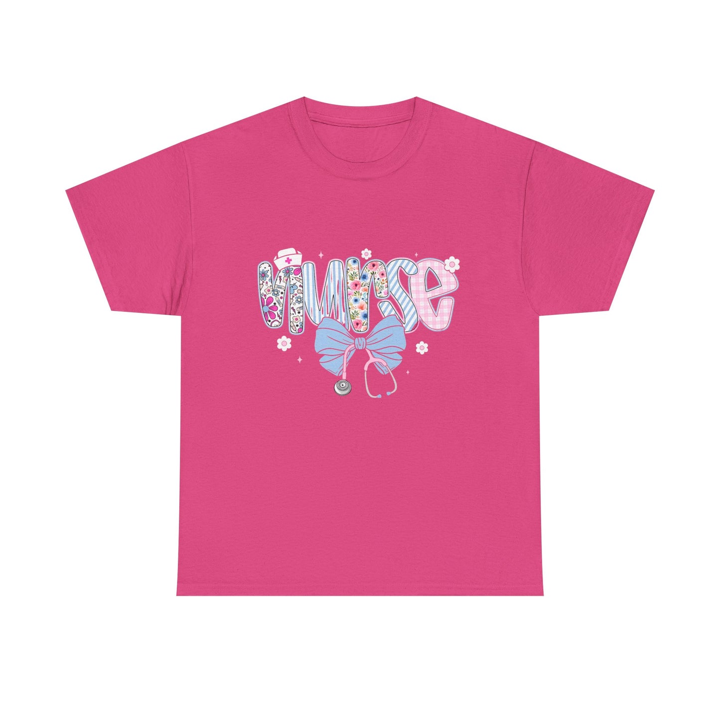 Women's Nurse Life Tee — Cute Floral 'NURSE' Bow Scrubs Graphic T-Shirt