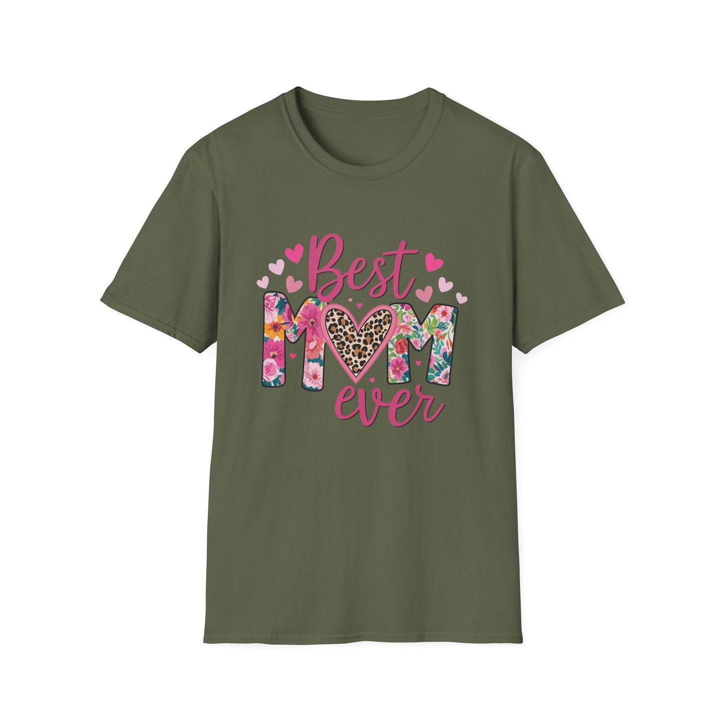 Best Mom Ever T-Shirt — Floral & Leopard Heart Mother's Day Tee