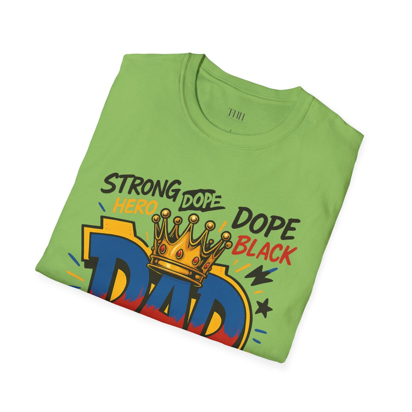 Dad Crown Graphic T-Shirt — "DAD" Comic Style: Strong, Provider, Leader & Man of God