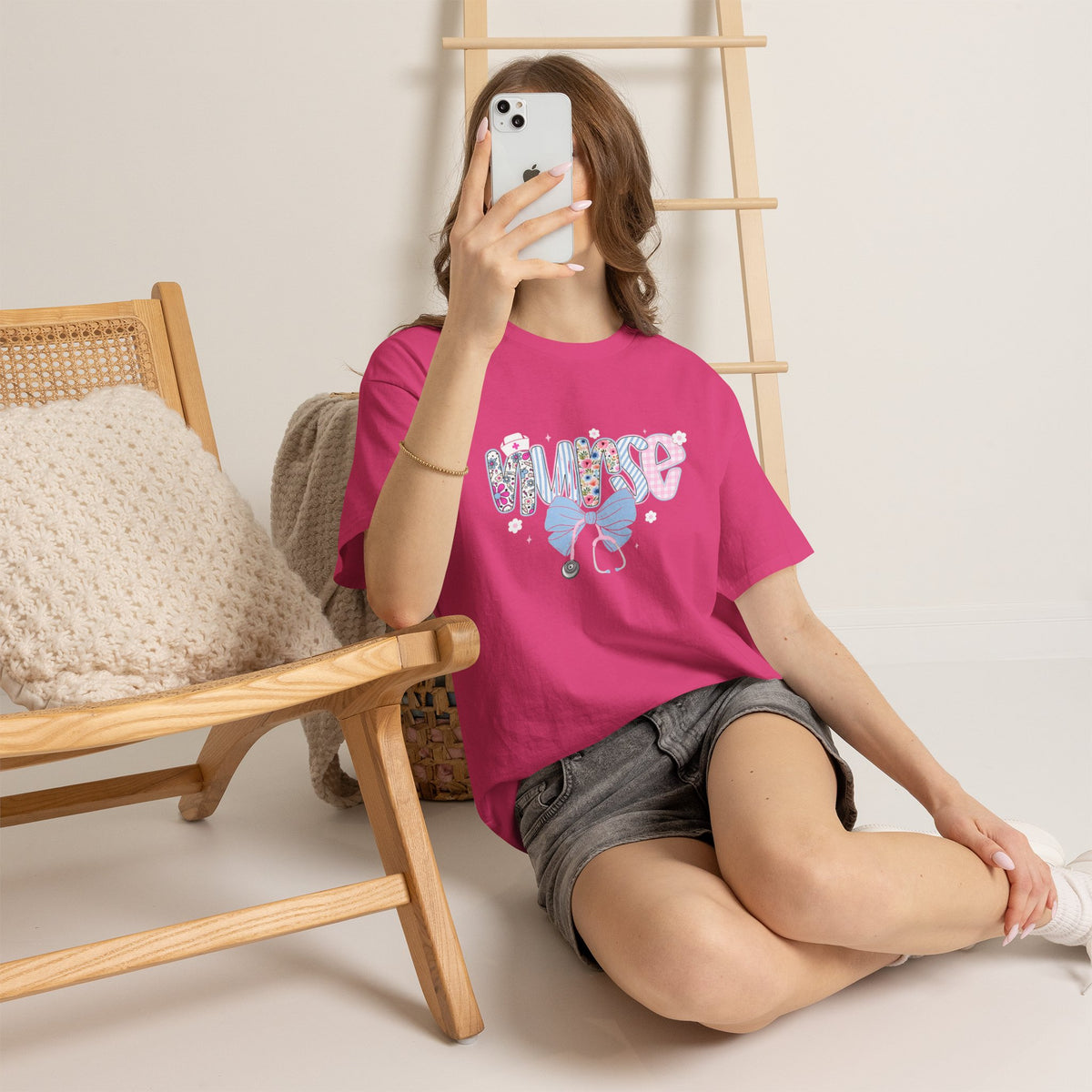Women's Nurse Life Tee — Cute Floral 'NURSE' Bow Scrubs Graphic T-Shirt